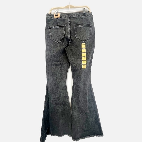 NWT Rock & Roll Denim Bargain Button Bell High Rise Bell Bottom Jeans Charcoal - Picture 5 of 13
